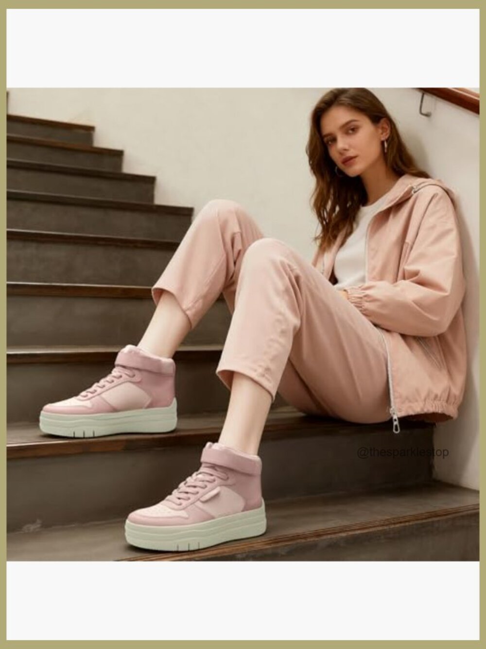 High Top Platform Sneakers, Heeled Fashion Tennis Shoes with Memory Foam - Picture 2 of 5